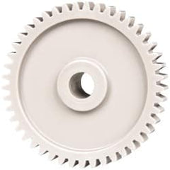 Made in USA - 20 Pitch, 2-1/4" Pitch Diam, 2.35" OD, 45 Tooth Spur Gear - 3/8" Face Width, 3/8" Bore Diam, 47/64" Hub Diam, 20° Pressure Angle, Acetal - Strong Tooling