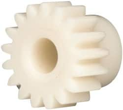 Made in USA - 24 Pitch, 0.709" Pitch Diam, 0.791" OD, 17 Tooth Spur Gear - 1/4" Face Width, 3/16" Bore Diam, 35/64" Hub Diam, 20° Pressure Angle, Acetal - Strong Tooling