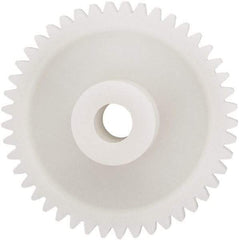 Made in USA - 24 Pitch, 1-7/8" Pitch Diam, 1.958" OD, 45 Tooth Spur Gear - 1/4" Face Width, 5/16" Bore Diam, 43/64" Hub Diam, 20° Pressure Angle, Acetal - Strong Tooling