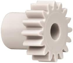 Made in USA - 32 Pitch, 1/2" Pitch Diam, 9/16" OD, 16 Tooth Spur Gear - 3/16" Face Width, 5/32" Bore Diam, 11/32" Hub Diam, 20° Pressure Angle, Acetal - Strong Tooling