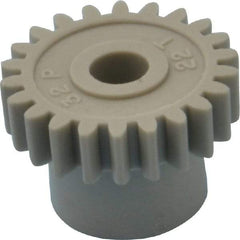 Made in USA - 32 Pitch, 11/16" Pitch Diam, 3/4" OD, 22 Tooth Spur Gear - 3/16" Face Width, 3/16" Bore Diam, 1/2" Hub Diam, 20° Pressure Angle, Acetal - Strong Tooling