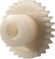 Made in USA - 32 Pitch, 7/8" Pitch Diam, 15/16" OD, 28 Tooth Spur Gear - 3/16" Face Width, 3/16" Bore Diam, 1/2" Hub Diam, 20° Pressure Angle, Acetal - Strong Tooling