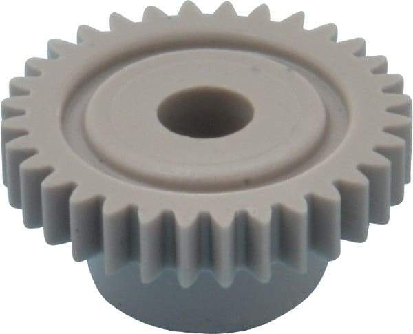 Made in USA - 32 Pitch, 1" Pitch Diam, 1-1/16" OD, 32 Tooth Spur Gear - 3/16" Face Width, 1/4" Bore Diam, 5/8" Hub Diam, 20° Pressure Angle, Acetal - Strong Tooling