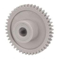 Made in USA - 32 Pitch, 1-3/8" Pitch Diam, 1-7/16" OD, 44 Tooth Spur Gear - 3/16" Face Width, 1/4" Bore Diam, 39/64" Hub Diam, 20° Pressure Angle, Acetal - Strong Tooling