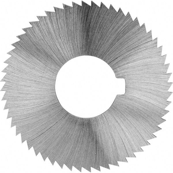 Made in USA - 2-1/4" Diam x 0.023" Blade Thickness x 5/8" Arbor Hole Diam, 60 Tooth Slitting and Slotting Saw - Arbor Connection, Right Hand, Uncoated, High Speed Steel, Concave Ground, Contains Keyway - Strong Tooling