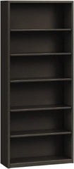 Hon - 6 Shelf, 81-1/8" High x 34-1/2" Wide Bookcase - 12-5/8" Deep, Steel, Charcoal - Strong Tooling