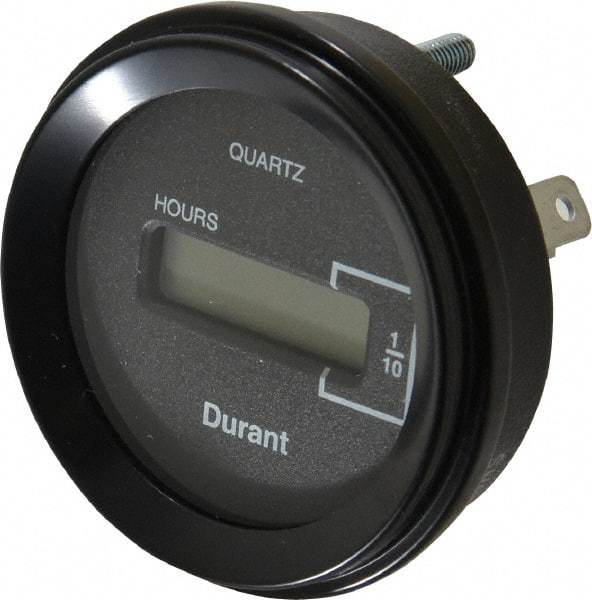 Durant - Supertwist LCD Display Hour Meter - 58.4mm High, 12VDC-60VAC Voltage, Solid State Hourmeter Round - Strong Tooling