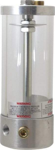 LDI Industries - 1 Outlet, Polymer Bowl, 229.42 Cu. cm Air-Operated Oil Reservoir - 1/4 NPTF Outlet, 2-1/2" Diam x 6-5/8" High, 60°C Max - Strong Tooling