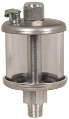 LDI Industries - 1 Outlet, Polymer Bowl, 1.89 L No Flow Control Oil Reservoir - 3/8 NPTF Outlet, 5-1/2" Diam x 9-15/16" High, 60°C Max - Strong Tooling