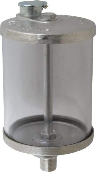 LDI Industries - 1 Outlet, Polymer Bowl, 0.95 L No Flow Control Oil Reservoir - 1/2 NPTF Outlet, 4-1/4" Diam x 8-1/16" High, 60°C Max - Strong Tooling