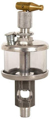 LDI Industries - 1 Outlet, Glass Bowl, 44.4 mL Manual-Adjustable Oil Reservoir - 1/4 NPTF Outlet, 1-3/4" Diam x 5.38" High, 121.11°C Max - Strong Tooling