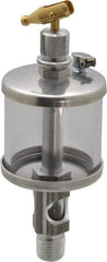 LDI Industries - 1 Outlet, Polymer Bowl, 44.4 mL Manual-Adjustable Oil Reservoir - 1/4 NPTF Outlet, 1-3/4" Diam x 5-3/8" High, 71.11°C Max - Strong Tooling