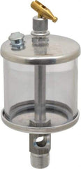 LDI Industries - 1 Outlet, Polymer Bowl, 147.9 mL Manual-Adjustable Oil Reservoir - 3/8 NPTF Outlet, 2-1/2" Diam x 6-3/8" High, 71.11°C Max - Strong Tooling