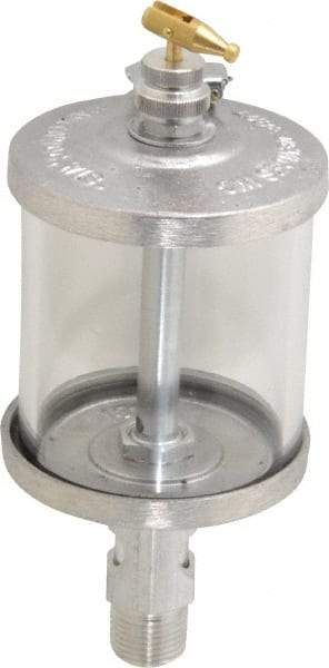 LDI Industries - 1 Outlet, Glass Bowl, 266.2 mL Manual-Adjustable Oil Reservoir - 1/2 NPTF Outlet, 3" Diam x 7.81" High, 121.11°C Max - Strong Tooling