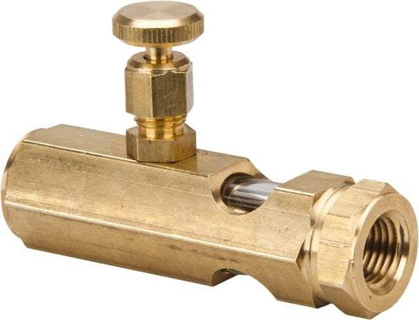 LDI Industries - 1/4 Outlet Thread, 1/4 Inlet Thread, Brass, Straight Valve, Oil Reservoir Needle Valve - 1 Outlet, FNPTF Inlet Thread, FNPTF Outlet Thread - Strong Tooling