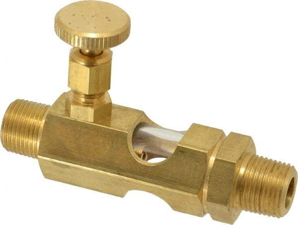 LDI Industries - 3/8 Outlet Thread, 3/8 Inlet Thread, Brass, Straight Valve, Oil Reservoir Needle Valve - 1 Outlet, MNPTF Inlet Thread, MNPTF Outlet Thread - Strong Tooling