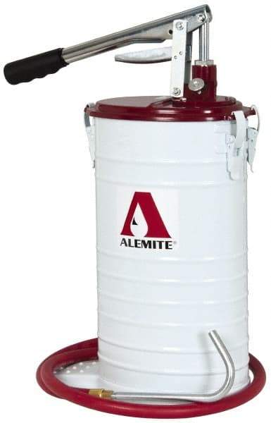 Alemite - Oil & Grease Lubrication 1 Strokes/oz Flow Steel, Aluminum & Stainless Steel Lever Hand Pump - For 25 Lb Container - Strong Tooling