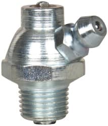 Alemite - 60° Head Angle, 1/8 PTF PVC Shut-Off Grease Fitting - 5/8" Hex, 1" Overall Height, 17/64" Shank Length, Zinc Plated Finish - Strong Tooling