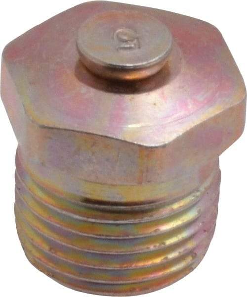 Alemite - 1/8 Thread, 1 to 5 psi Relief Pressure, Steel, Zinc Plated, Relief Vent - 7/16" Hex Flats Diam - Strong Tooling