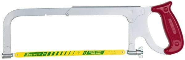 Starrett - 8, 10, 12" Hacksaw - 3-3/4" Throat Depth, Plastic Handle, Red Plastic D-Style Handle - Strong Tooling