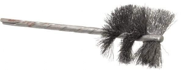 Osborn - 1-1/8" Diam Helical Steel Tube Brush - 0.005" Filament Diam, 1" Brush Length, 3-1/2" OAL, 1/8" Diam Shank - Strong Tooling