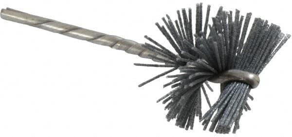 Osborn - 1-1/4" Diam Helical Nylon Tube Brush - 0.028" Filament Diam, 1" Brush Length, 3-1/2" OAL, 1/8" Diam Shank - Strong Tooling