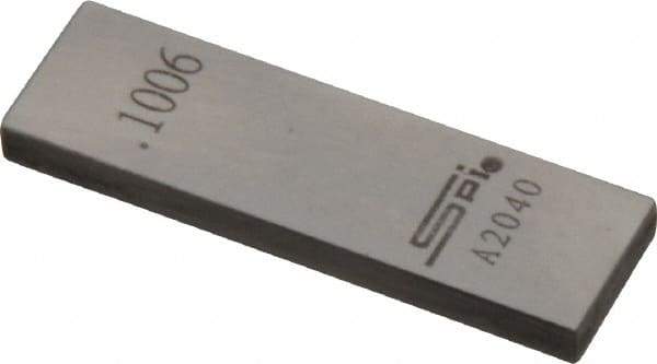 SPI - 0.1006" Rectangular Steel Gage Block - Accuracy Grade 0, Includes NIST Traceability Certification - Strong Tooling