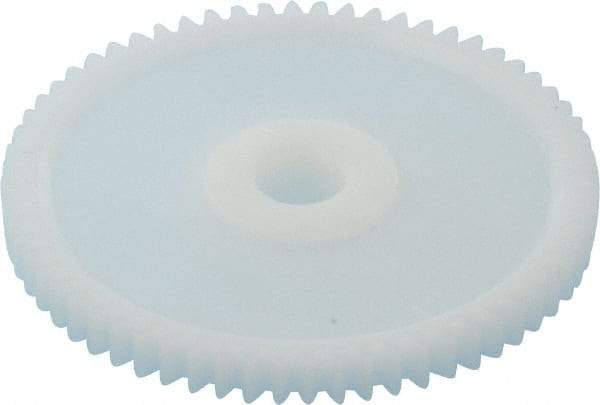 Made in USA - 32 Pitch, 2" Pitch Diam, 2-1/16" OD, 64 Tooth Spur Gear - 3/16" Face Width, 5/16" Bore Diam, 43/64" Hub Diam, 20° Pressure Angle, Acetal - Strong Tooling