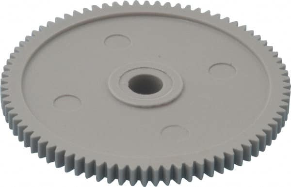 Made in USA - 32 Pitch, 2-1/2" Pitch Diam, 2-9/16" OD, 80 Tooth Spur Gear - 3/16" Face Width, 5/16" Bore Diam, 13/16" Hub Diam, 20° Pressure Angle, Acetal - Strong Tooling