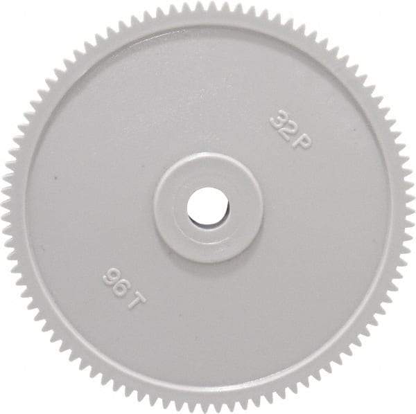 Made in USA - 32 Pitch, 3" Pitch Diam, 3-1/16" OD, 96 Tooth Spur Gear - 3/16" Face Width, 5/16" Bore Diam, 13/16" Hub Diam, 20° Pressure Angle, Acetal - Strong Tooling