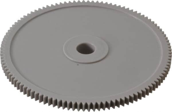 Made in USA - 48 Pitch, 2-1/4" Pitch Diam, 2.292" OD, 108 Tooth Spur Gear - 1/8" Face Width, 1/4" Bore Diam, 39/64" Hub Diam, 20° Pressure Angle, Acetal - Strong Tooling