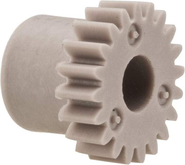 Made in USA - 48 Pitch, 5/12" Pitch Diam, 0.458" OD, 20 Tooth Spur Gear - 1/8" Face Width, 5/32" Bore Diam, 11/32" Hub Diam, 20° Pressure Angle, Acetal - Strong Tooling