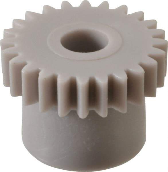 Made in USA - 48 Pitch, 1/2" Pitch Diam, 0.542" OD, 24 Tooth Spur Gear - 1/8" Face Width, 5/32" Bore Diam, 13/32" Hub Diam, 20° Pressure Angle, Acetal - Strong Tooling