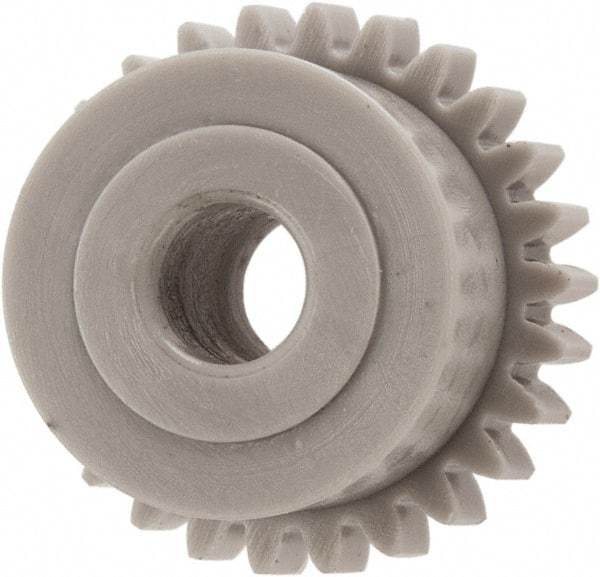 Made in USA - 48 Pitch, 0.542" Pitch Diam, 0.583" OD, 26 Tooth Spur Gear - 1/8" Face Width, 5/32" Bore Diam, 29/64" Hub Diam, 20° Pressure Angle, Acetal - Strong Tooling