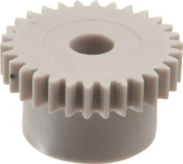 Made in USA - 48 Pitch, 5/8" Pitch Diam, 0.667" OD, 30 Tooth Spur Gear - 1/8" Face Width, 5/32" Bore Diam, 1/2" Hub Diam, 20° Pressure Angle, Acetal - Strong Tooling