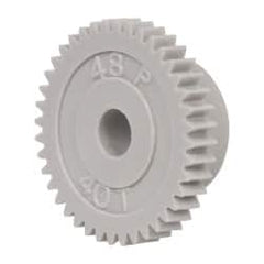 Made in USA - 48 Pitch, 0.833" Pitch Diam, 7/8" OD, 40 Tooth Spur Gear - 1/8" Face Width, 3/16" Bore Diam, 35/64" Hub Diam, 20° Pressure Angle, Acetal - Strong Tooling