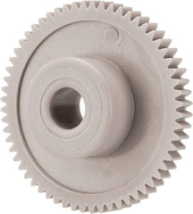 Made in USA - 48 Pitch, 1-1/4" Pitch Diam, 1.292" OD, 60 Tooth Spur Gear - 1/8" Face Width, 1/4" Bore Diam, 39/64" Hub Diam, 20° Pressure Angle, Acetal - Strong Tooling