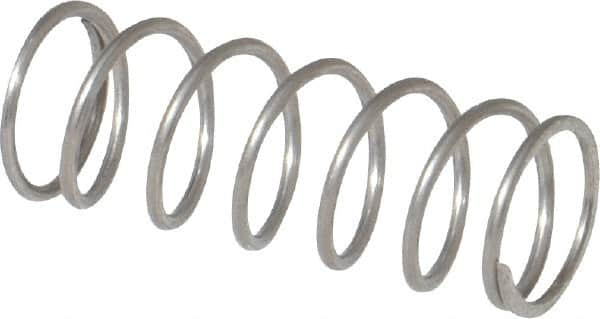 Value Collection - 0.36" OD, 0.032" Wire, 1" Free Length, Compression Spring - 5.92 Lb Spring Rating, Stainless Steel - Strong Tooling