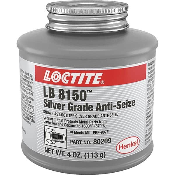 Loctite - 4 oz Can High Temperature Anti-Seize Lubricant - Silver Colored, 1,600°F, Silver Colored, Water Resistant - Strong Tooling