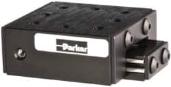 Parker - 25 Lb. Capacity, 6-32 Mount Hole, 1" Travel, Ball Bearing Slide Table - Single Axis, 8 Mounting Holes, 1-3/4" Long x 1-3/4" Wide x 3/4" High - Strong Tooling