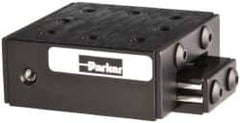 Parker - 25 Lb. Capacity, 6-32 Mount Hole, 1" Travel, Ball Bearing Slide Table - Single Axis, 8 Mounting Holes, 1-3/4" Long x 1-3/4" Wide x 3/4" High - Strong Tooling