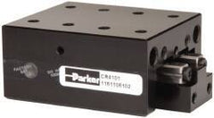 Parker - 81 Lb. Capacity, 6-32 Mount Hole, 1" Travel, Crossed Roller Slide Table - Single Axis, 8 Mounting Holes, 2" Long x 1-3/4" Wide x 1" High - Strong Tooling