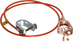 Hubbell Workplace - 19 AWG, 3 Ft., Alligator Clip, C-Clamp, Grounding Cable with Clamps - Orange, Federal Specification A-A-59466-010 - Strong Tooling