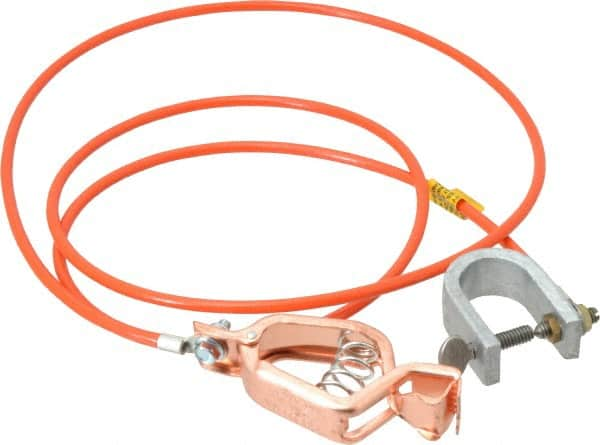 Hubbell Workplace - 19 AWG, 5 Ft., Alligator Clip, C-Clamp, Grounding Cable with Clamps - Orange, Federal Specification A-A-59466-010 - Strong Tooling