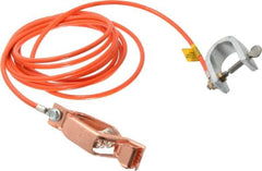 Hubbell Workplace - 19 AWG, 10 Ft., Alligator Clip, C-Clamp, Grounding Cable with Clamps - Orange, Federal Specification A-A-59466-010 - Strong Tooling