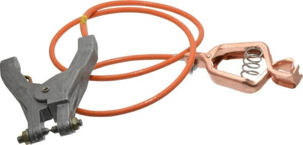 Hubbell Workplace - 19 AWG, 3 Ft., Alligator Clip, Hand Clamp, Grounding Cable with Clamps - Orange, Federal Specification A-A-59466-010 - Strong Tooling