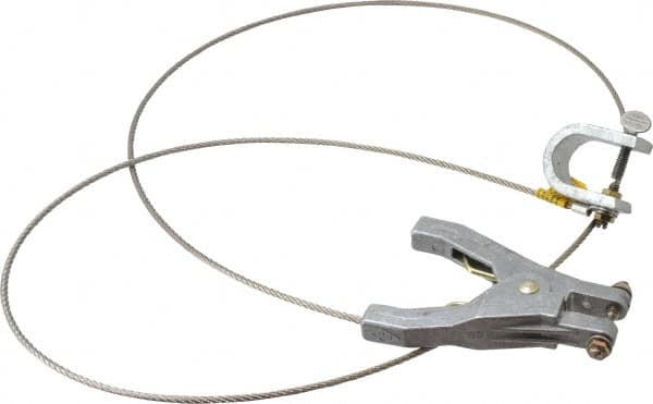 Hubbell Workplace - 19 AWG, 5 Ft., C-Clamp, Hand Clamp, Grounding Cable with Clamps - Noninsulated - Strong Tooling