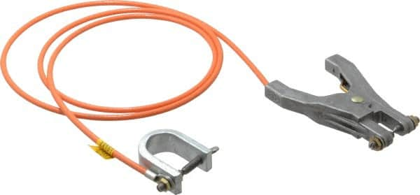 Hubbell Workplace - 19 AWG, 5 Ft., C-Clamp, Hand Clamp, Grounding Cable with Clamps - Orange - Strong Tooling