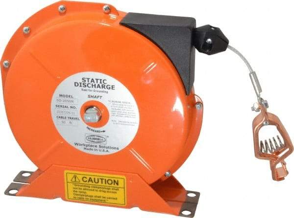 Hubbell Workplace - 1/8 Inch x 50 Ft. Stranded Cable Grounding Reel - Spring Driven Reel - Strong Tooling