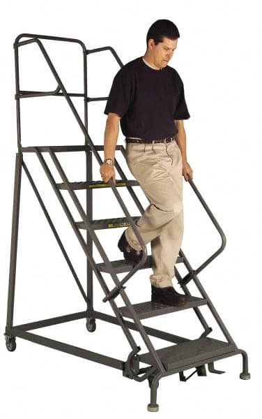 TRI-ARC - 90" 6 Step Ladder - Slope Ladder, 450 Lb Capacity, 60" Platform Height, 34" Base Width x 66" Depth, Perforated Tread - Strong Tooling